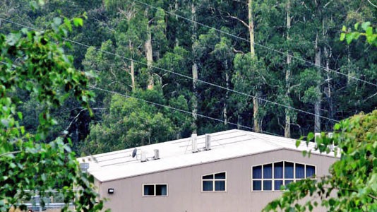 Looking down over the full sized gym